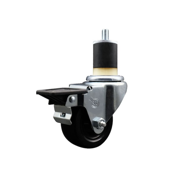 3'' Hard Rubber Swivel 1-7/8'' Expanding Stem Caster with Brake